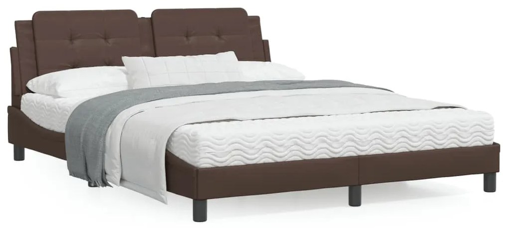 Letto con materasso marrone 160x200cm in similpelle