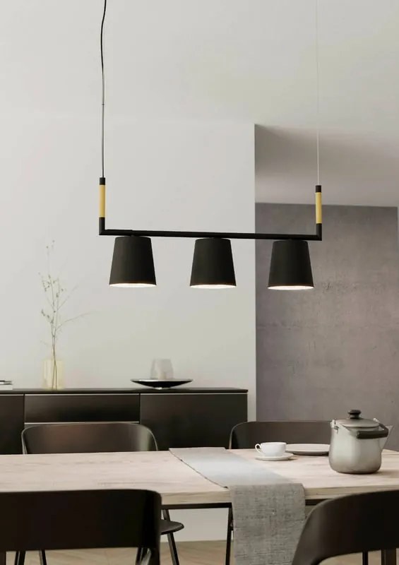 Lampadario Moderno Lacey nero paralume nero 3x E27 Ø0cm EGLO