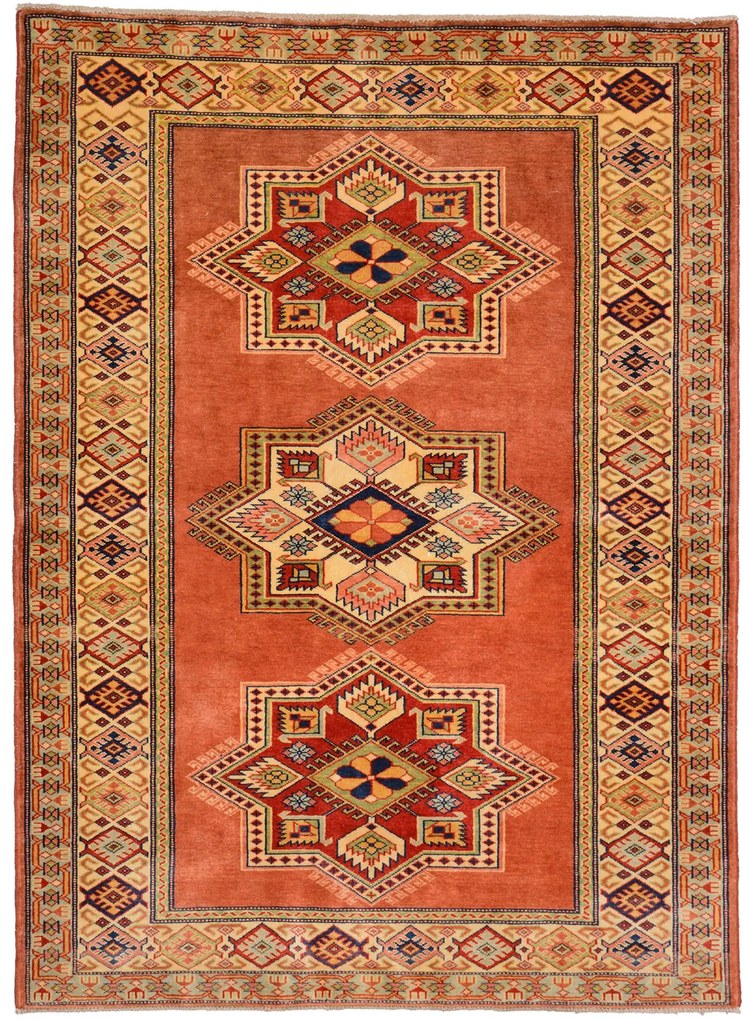 Kazak Tappeto 140x100 Beige (Pakistan) Annodato A Mano