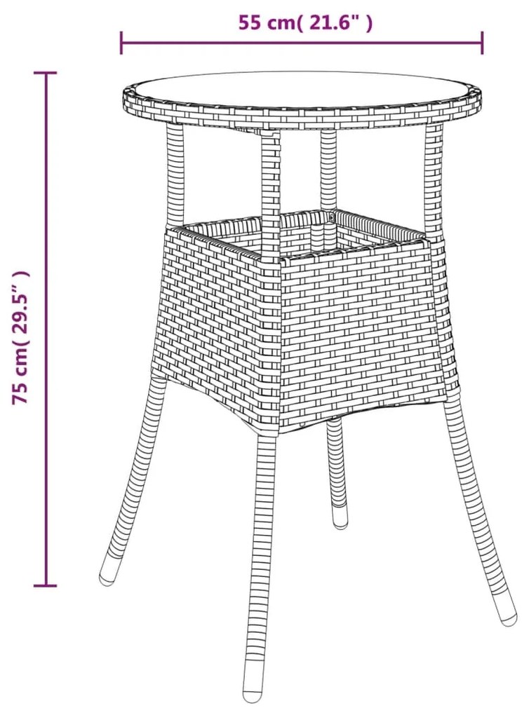 Set Bistrò da Giardino 5 pz con Cuscini in Polyrattan Nero