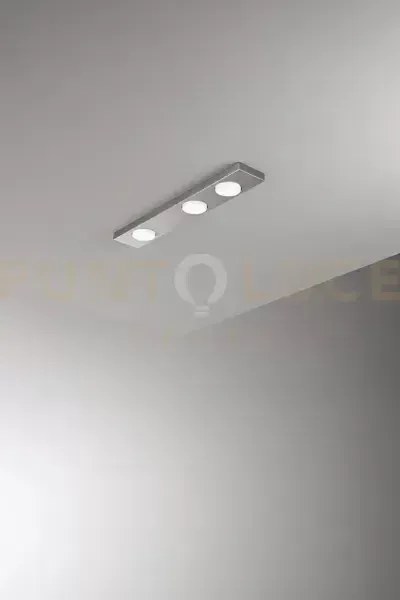 Plafoniera in metallo alluminio bottone 3 luci attacco gx53 60cm