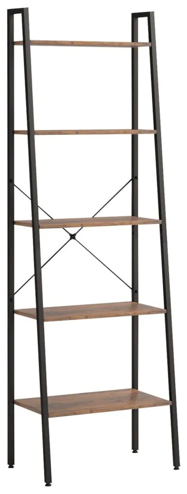 Scaffale autoportante 5 ripiani marrone scuro nero 56x35x174 cm