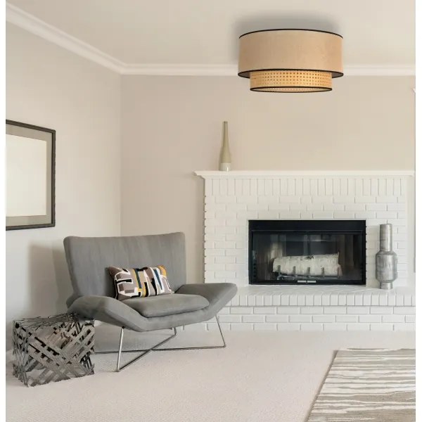 Duolla - Plafoniera BOHO 1xE27/15W/230V diametro 45 cm beige/rattan