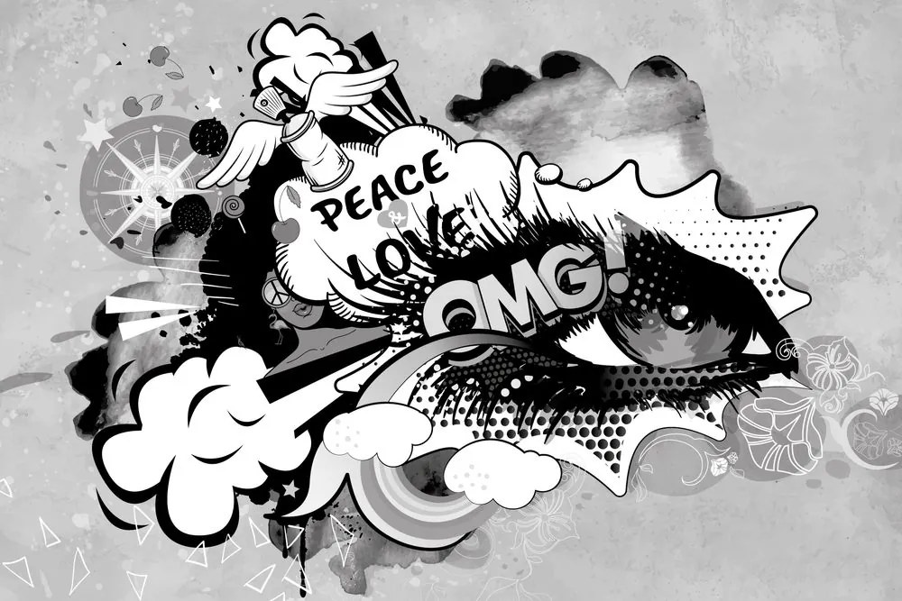 Carta da parati – Occhio graffiti grigio