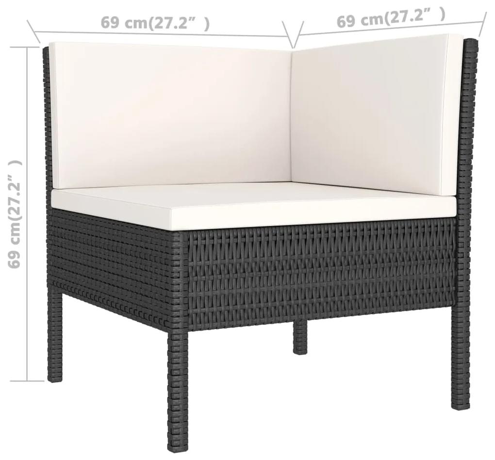 Set divani da giardino 2 pz con cuscini in polyrattan nero