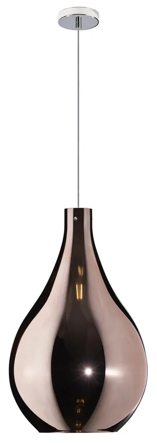 Sospensione Contemporanea Drop Metallo Cromo Vetro Rame 1 Luce E14 D.26Cm