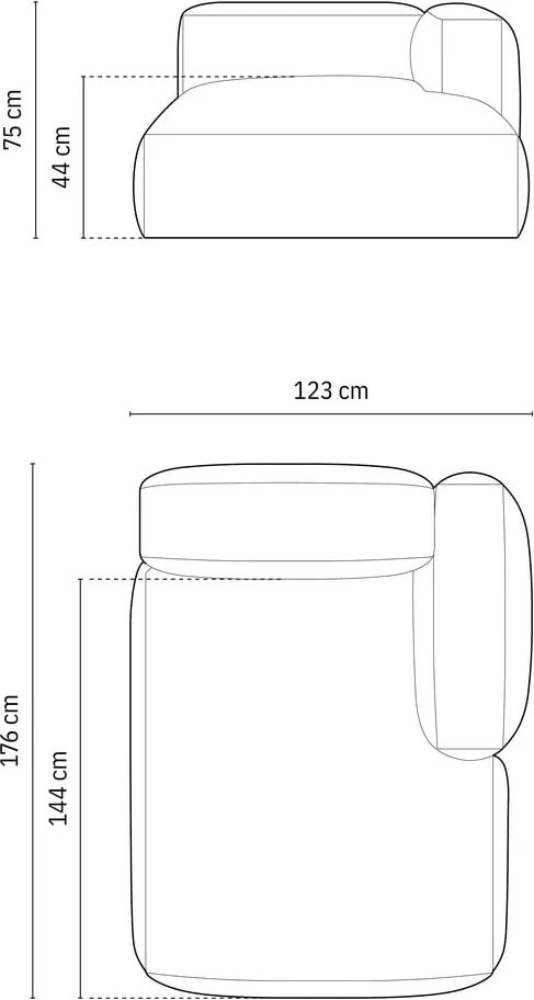 Parte divano componibile marrone chiaro (con penisola a destra) con rivestimento in velluto Martina – Micadoni