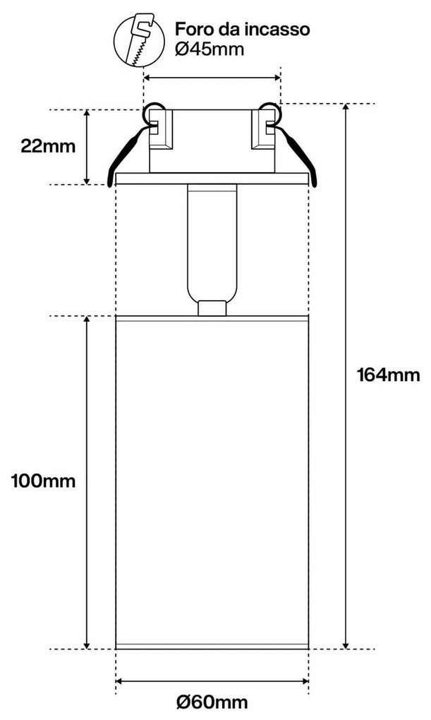 Faretto GU10 da Incasso Orientabile Foro Ø51mm - Nero