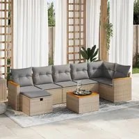 Set Divano da Giardino 8 pz con Cuscini Beige in Polyrattan 3325937