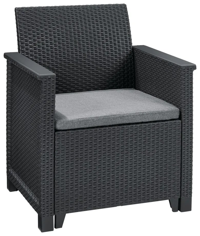 Set da giardino in rattan artificiale grigio scuro per 2 persone Elodie - Keter