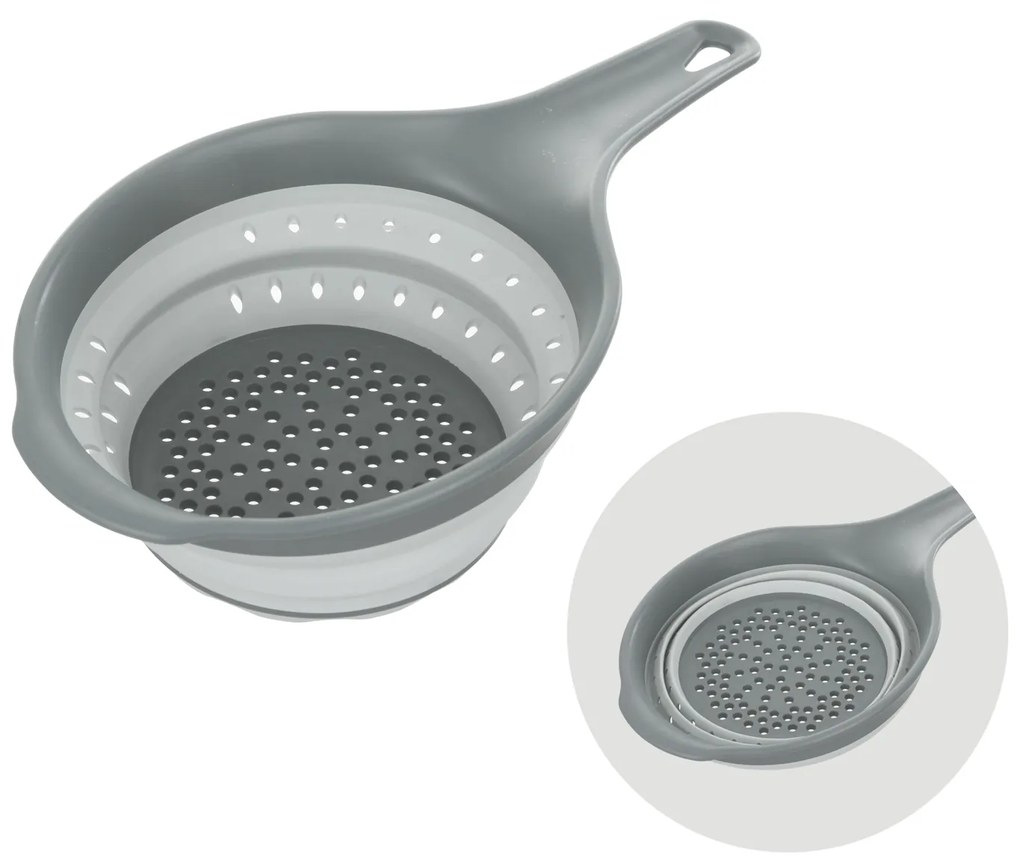 Colino salvaspazio pieghevole grigio con manico