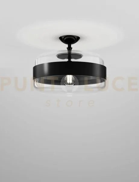 Futura soffitto g cristallo nero montatura nero opaco 1 luce attacc...