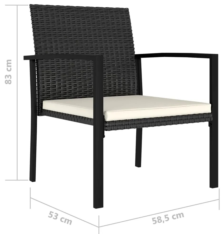 Sedie da pranzo per giardino 2 pz in polyrattan nero