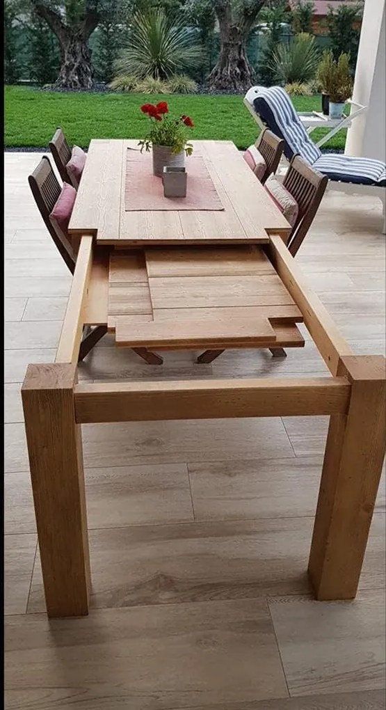 Tavolo da pranzo allungabile in legno abete naturale moderno 160x90 cm