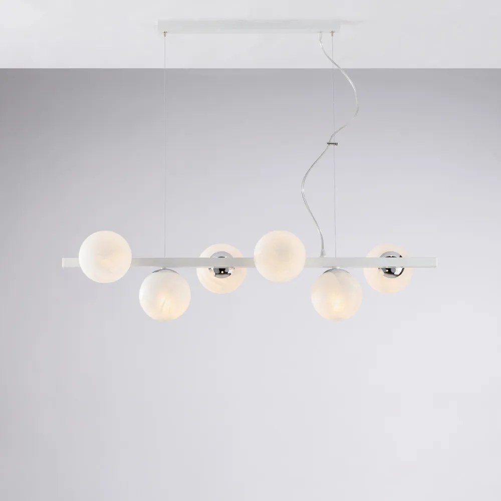 Lampadario Contemporaneo Adrian Metallo Bianco Cromo 6 Luci E14