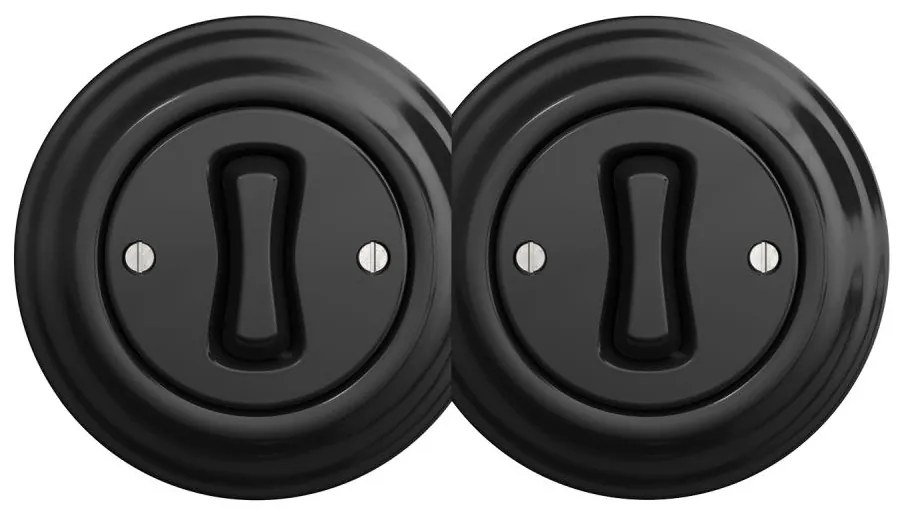 Kliklap - Interruttore doppio unipolare in stile retrò con cornice n. 1, nero