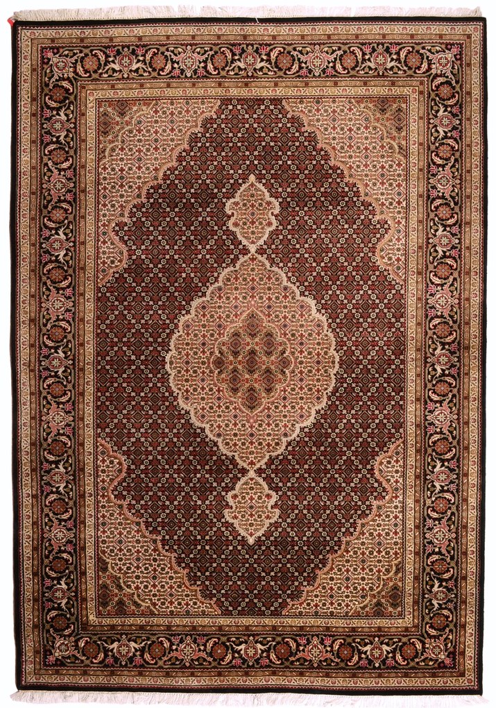 Tabriz Tappeto orientale 180x240 Nero (Indian) Annodato A Mano