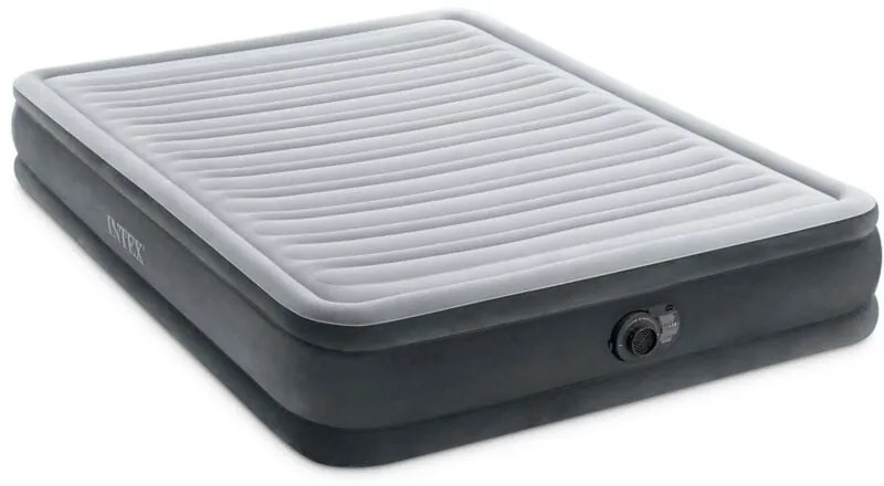 67770ND - Materasso Gonfiabile Dura-Beam Comfort Plush Matrimoniale, con Pompa Elettrica Incorporata, pvc, Grigio, 152x203x33 cm - Intex