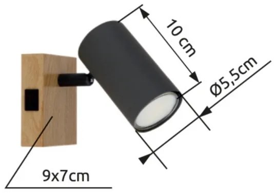 Globo 57911-1G - Faretto da parete ROBBY 1xGU10/25W/230V grigio/marrone