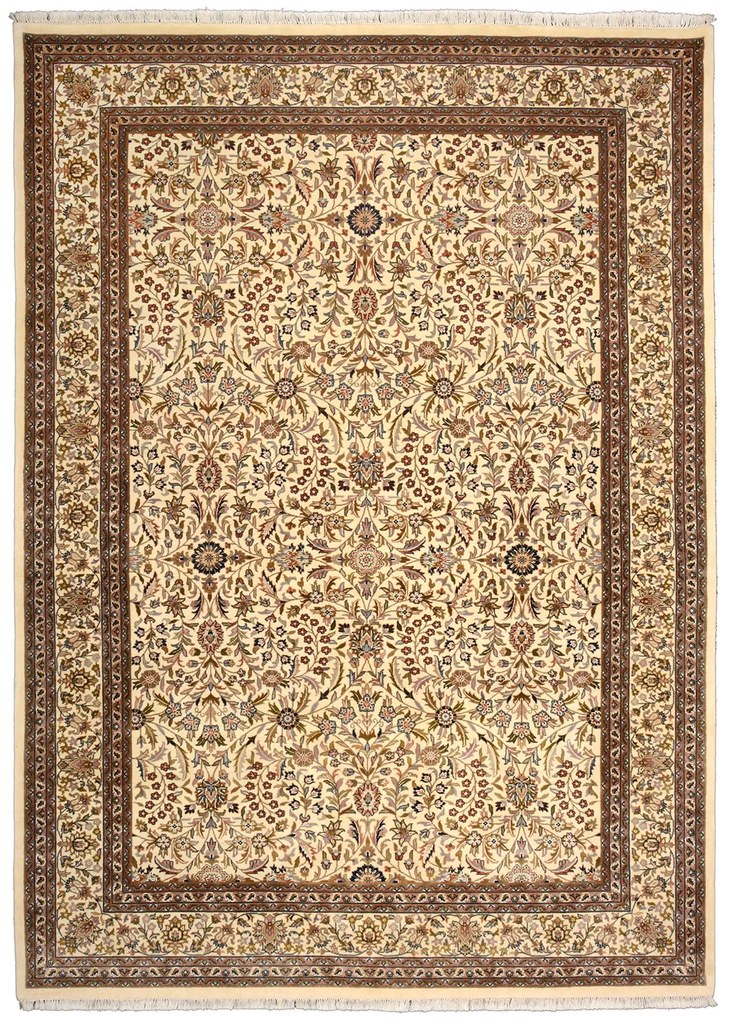 Hereke Tappeto 350 x 250 Beige (Indian) Annodato A Mano