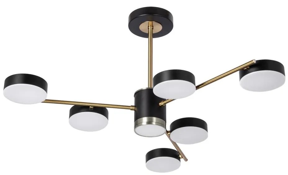 Lampadario LED su asta 6x7W + LED 6W 3000-6000K Ø69 cm oro/nero