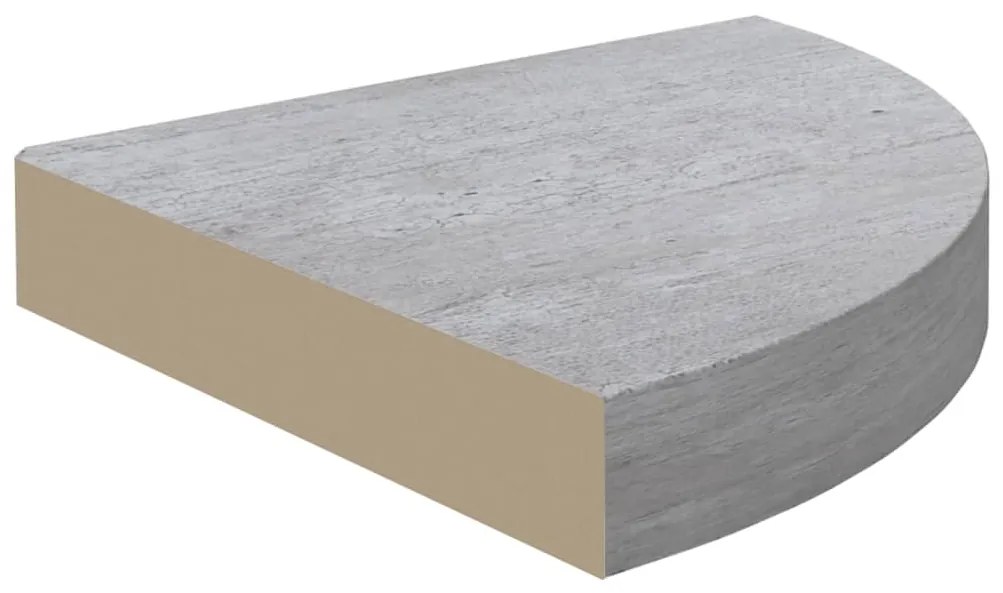 Mensole angolari 2pz grigio cemento 35x35x3,8 cm in mdf