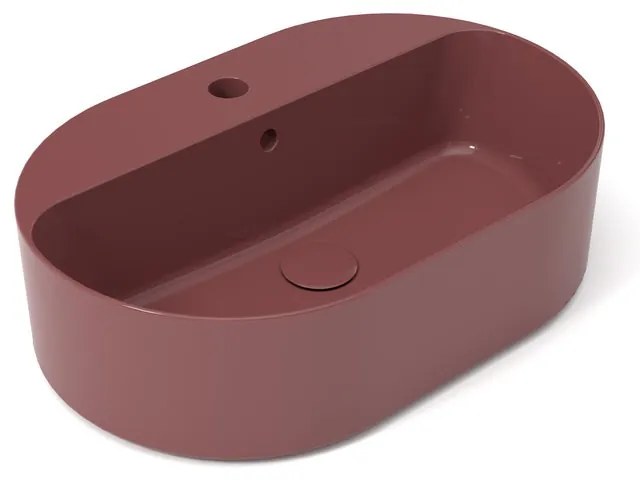 Lavabo da appoggio Open OLYMPIA CERAMICA ovale in ceramica L 60 x H 17 x P 40 cm melanzana