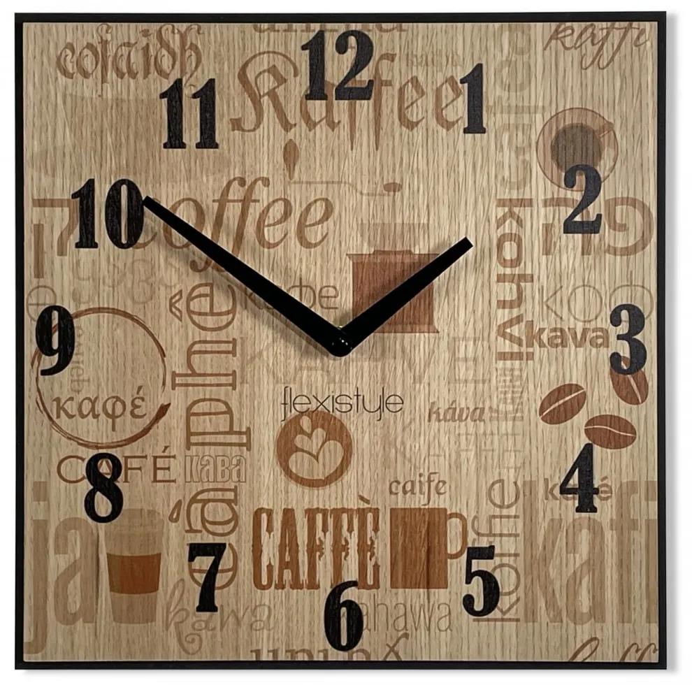 Orologio in legno con scritte "coffee"