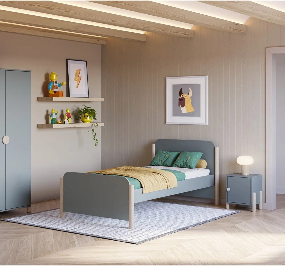 Comodino per bambini verde polveroso in pino massiccio Enola – Marckeric