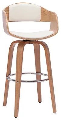 Sgabello da bar design girevole bianco e legno chiaro GAO