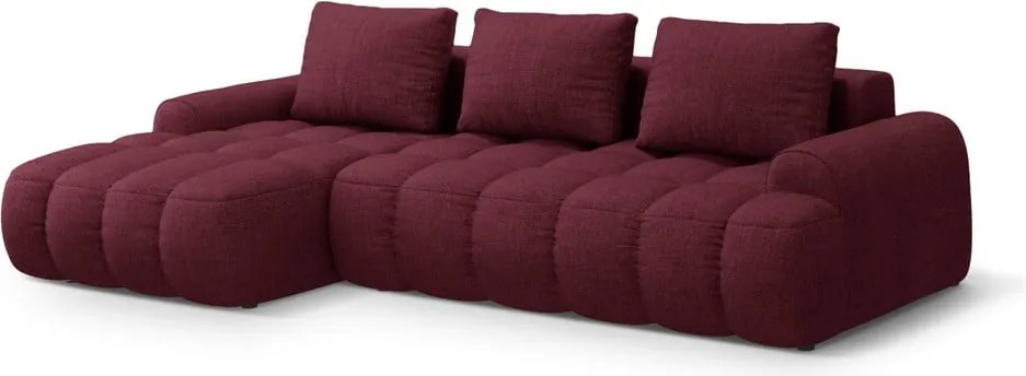 Divano angolare burgundy allungabile/con contenitore (con penisola a sinistra/con chaise lounge) Linz – Cosmopolitan Design