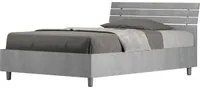 Letto 1 Piazza e Mezzo 120x190 cm Senza Rete Ankel Testata Doghe Inclinata Cemento