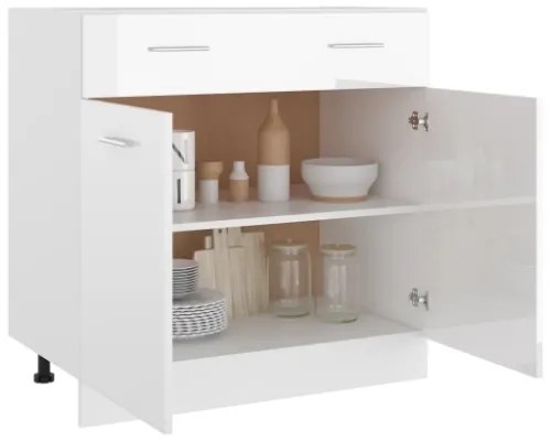 Armadio con Cassetto Bianco Lucido 80x46x81,5 cm in Truciolato