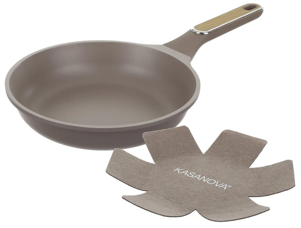 Padella antiaderente 24 cm Taupe con salvapadella