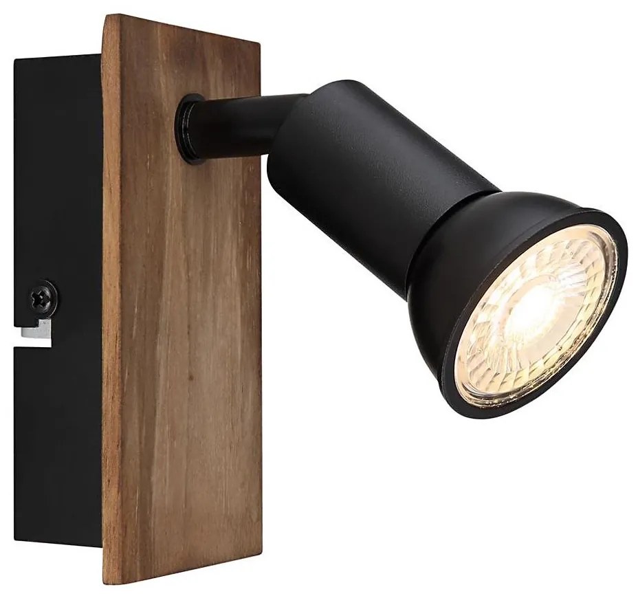Globo 57998-1W - Faretto da parete DREW 1xGU10/35W/230V legno/nero