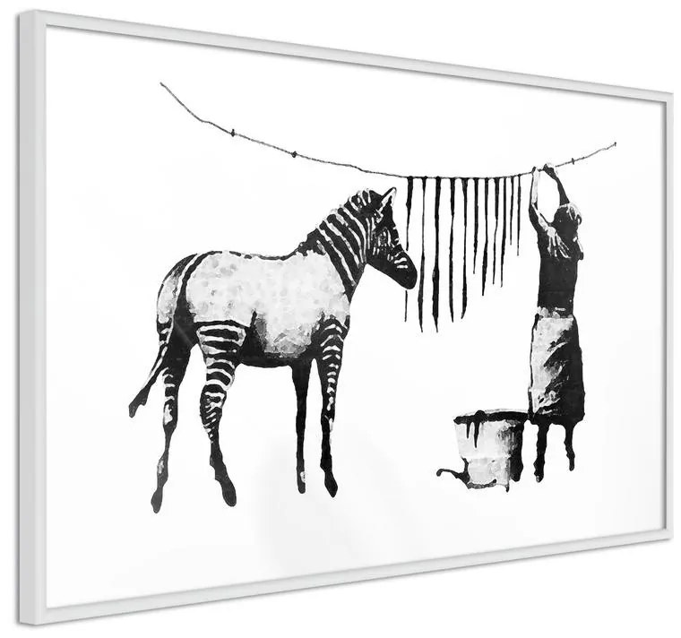 Poster  Banksy: Washing Zebra Stripes  Cornice Quadri Cornice nera con pass-partout, Larghezza x Altezza Home decor 30x20