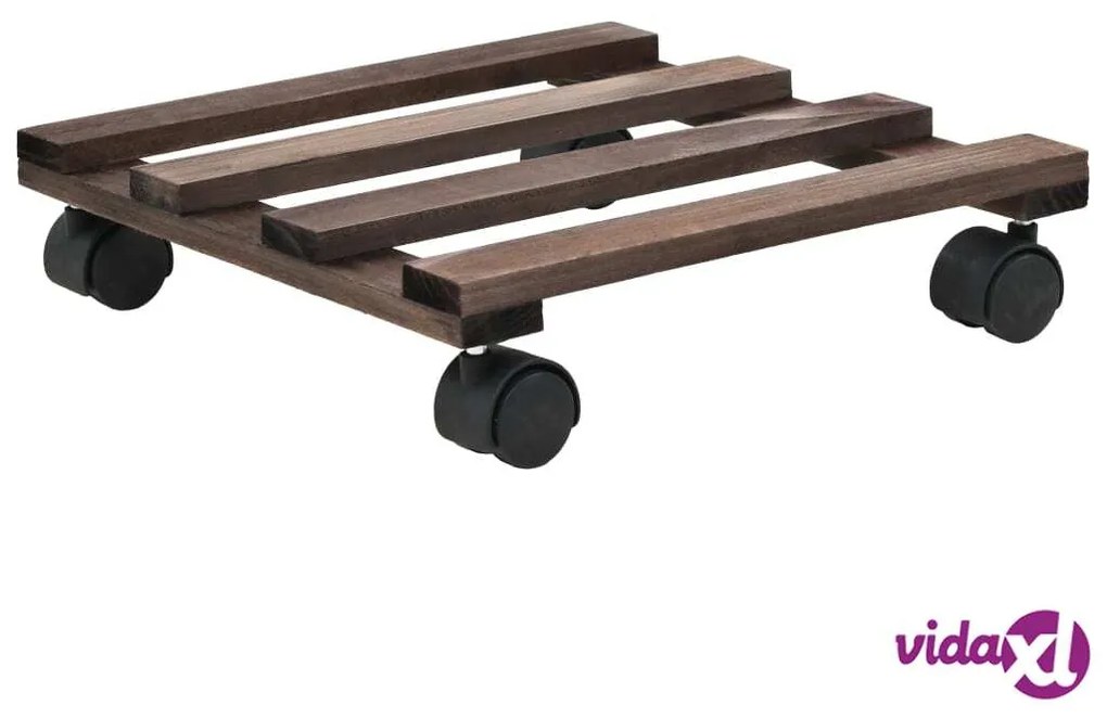 vidaXL Pedane con Ruote per Piante 4 pz in Legno di Cedro 25x25 cm