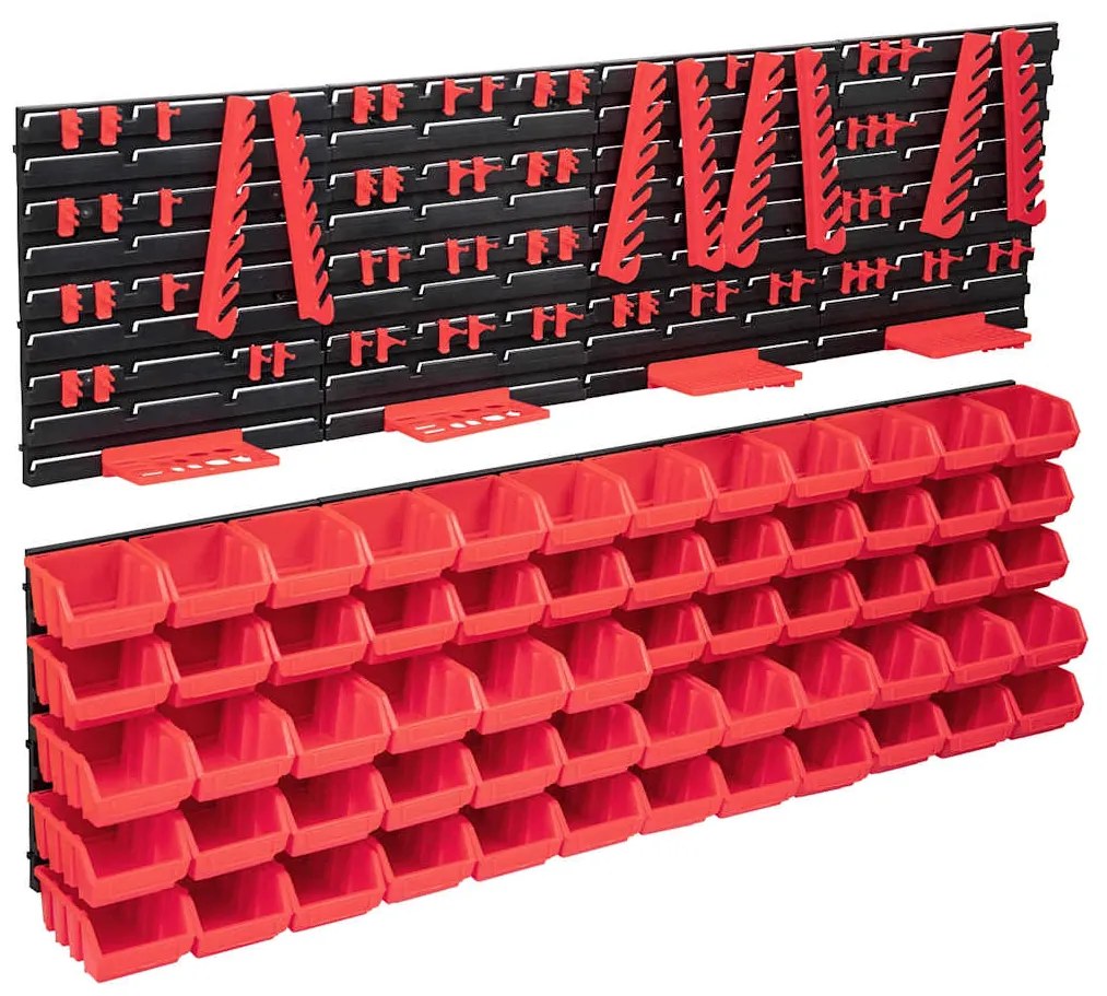 Kit Contenitori 136 Pz Con Pannelli A Parete Rosso E Nero /