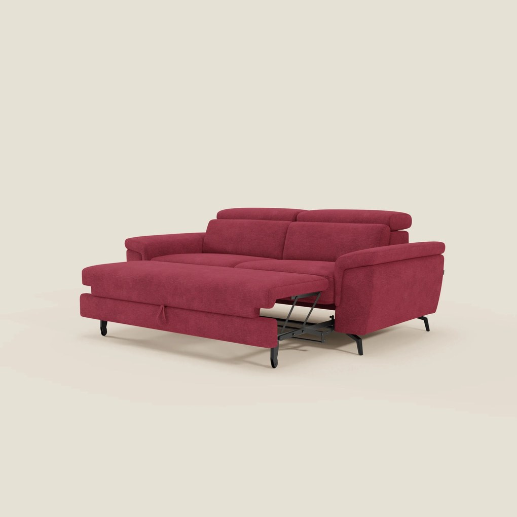 Estro Divano 3 posti con pouf estraibile - poggiatesta reclinabili in tessuto impermeabile T14 rosso
