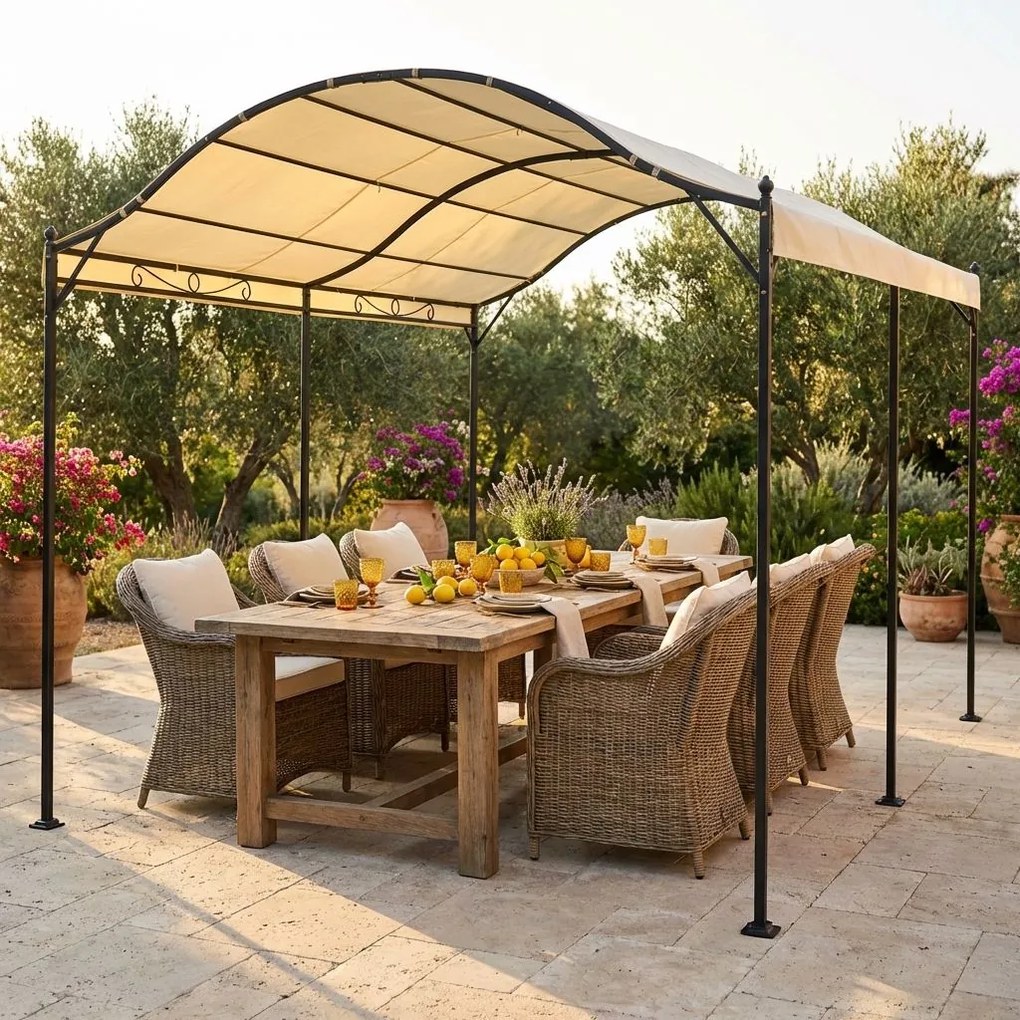 AORNOS - gazebo da giardino a onda in acciaio