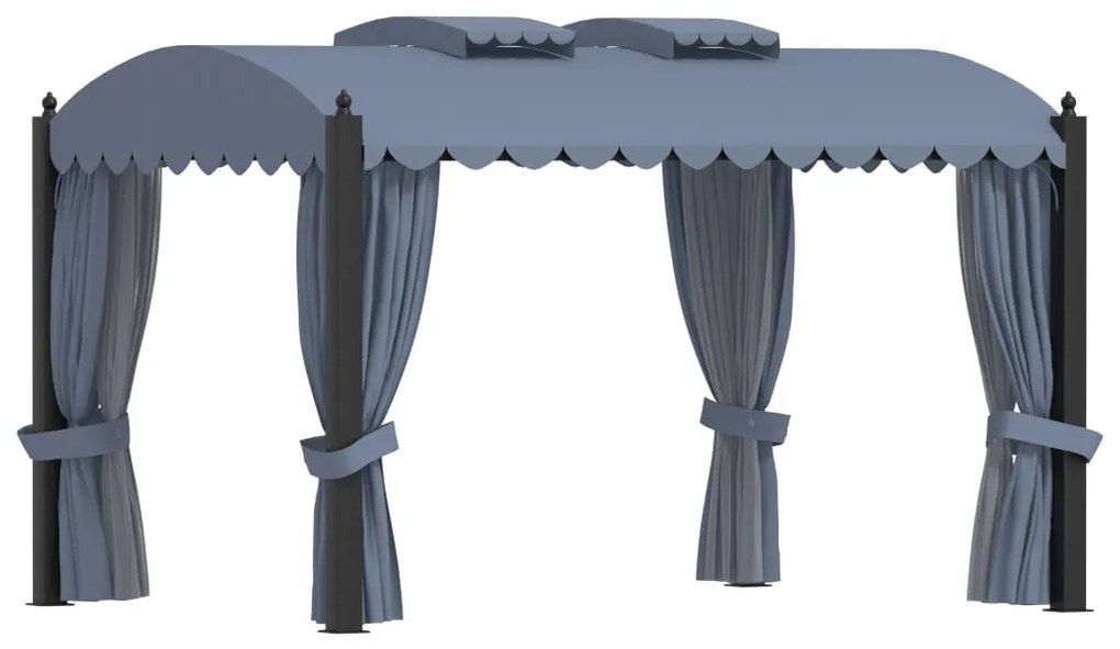 Gazebo Con Tende 3x4 Cm Antracite İn Acciaio /