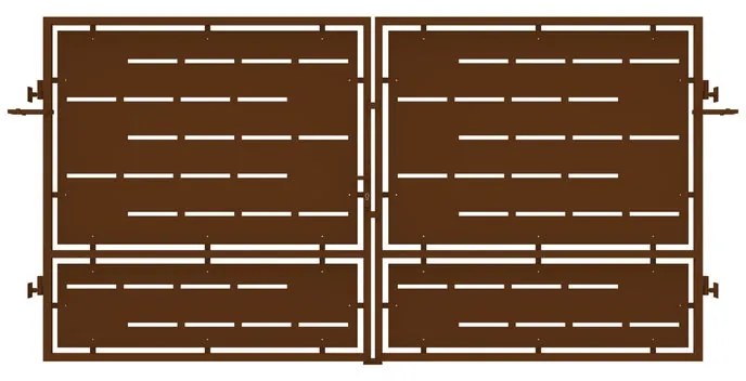 Cancello con serratura manuale Privacy in ferro, apertura centrale, L 358.5 x H 180 cm, di colore ruggine
