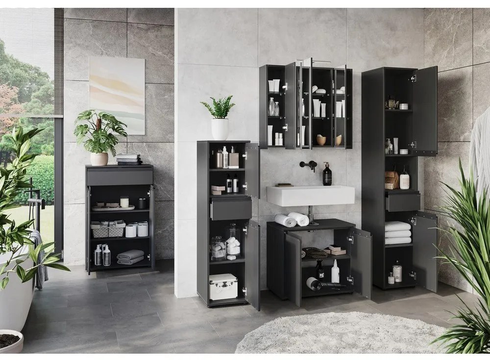 Mobile bagno alto e stretto color antracite 33x181 cm Lemont - Germania