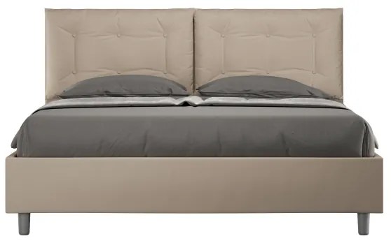 Letto con rete imbottito 160x200 similpelle tortora Annalisa