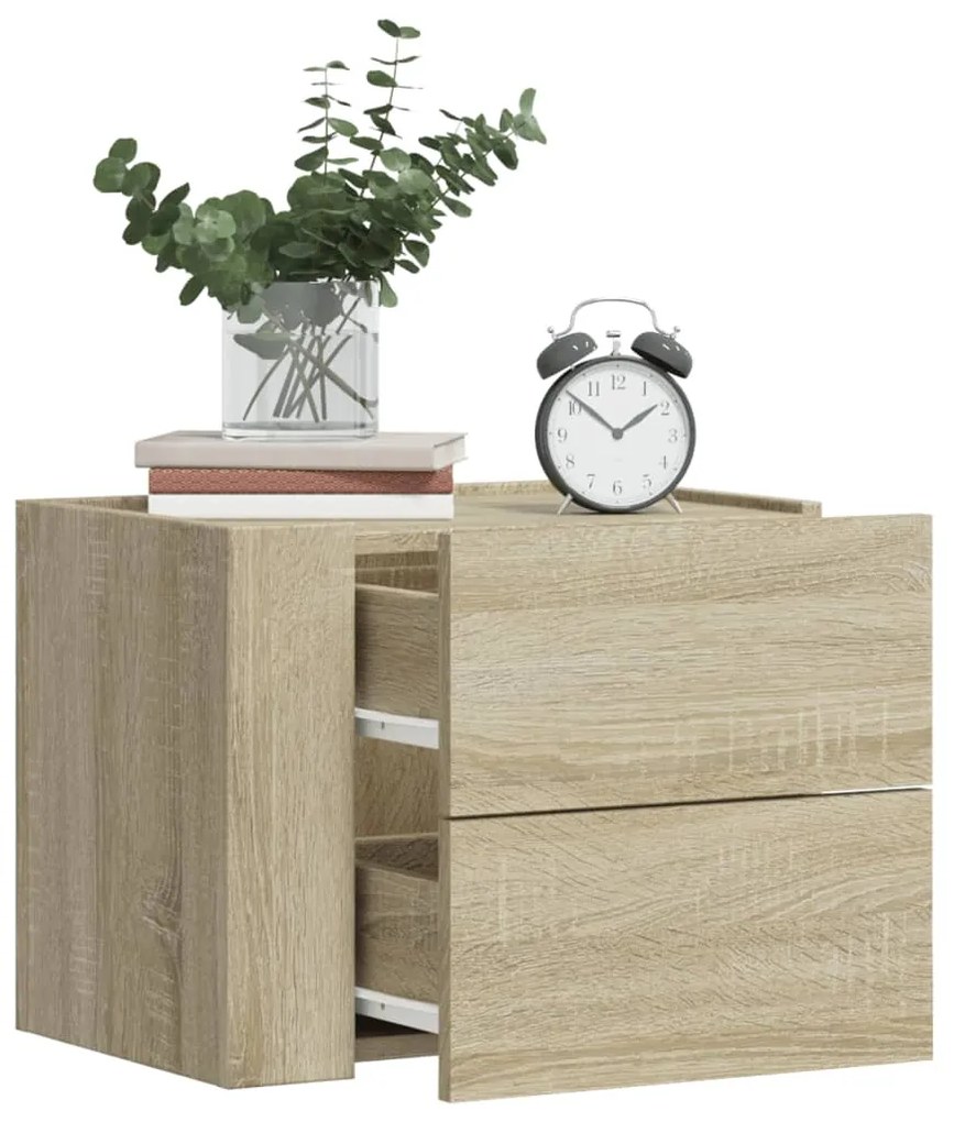 Comodini A Muro 2 Pz Rovere Sonoma 45x30x35 Cm /
