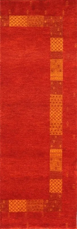 Loribaft Tappeto 70x200 Rosso (Indian) Annodato A Mano