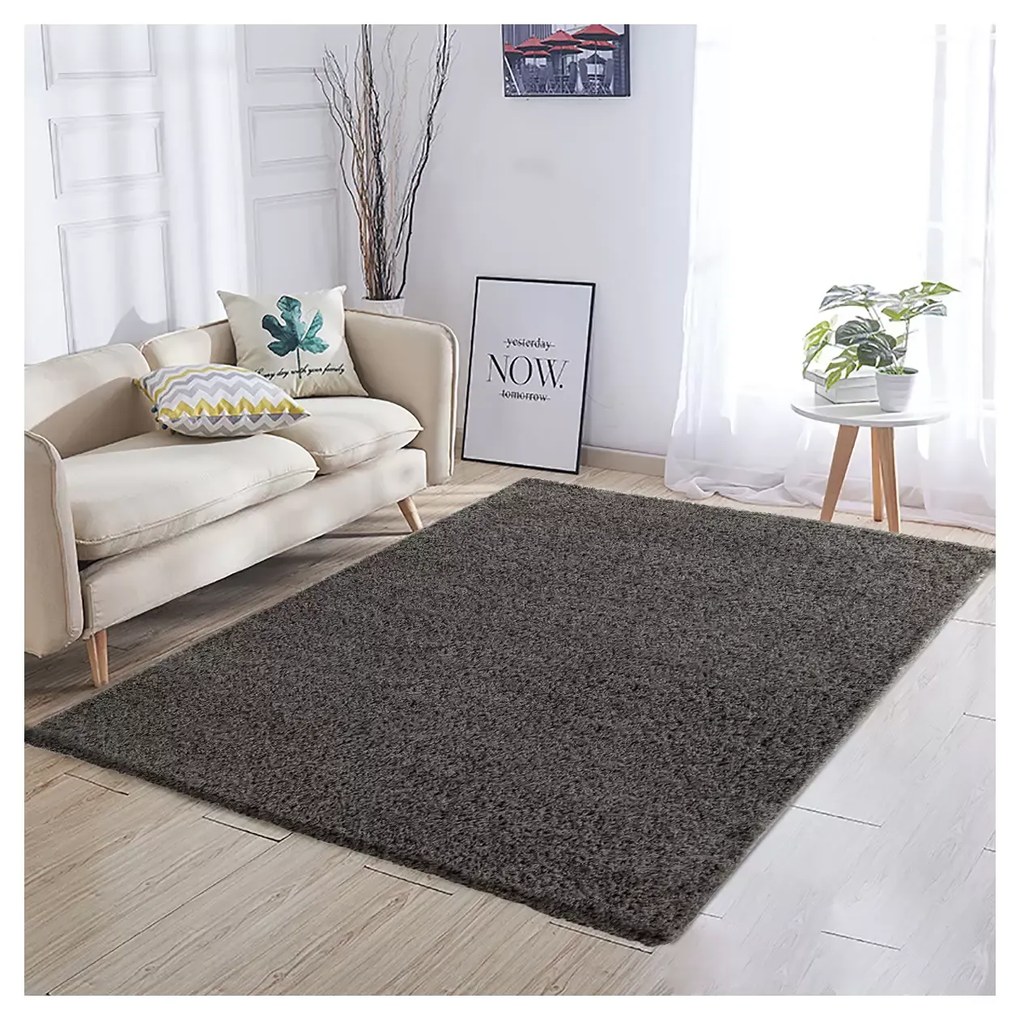 Tappeto Shaggy A Pelo Lungo Antiscivolo Moderno Per Salotto Camera Soggiorno In Diversi Colori E Misure, Colore Intenso e Brillante, 70 x 140 cm, Grigio Scuro