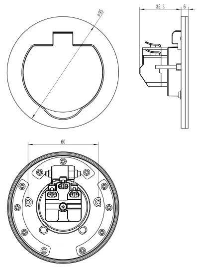 Solight 5B324 - Presa a pavimento da incasso per esterno IP55 rotonda