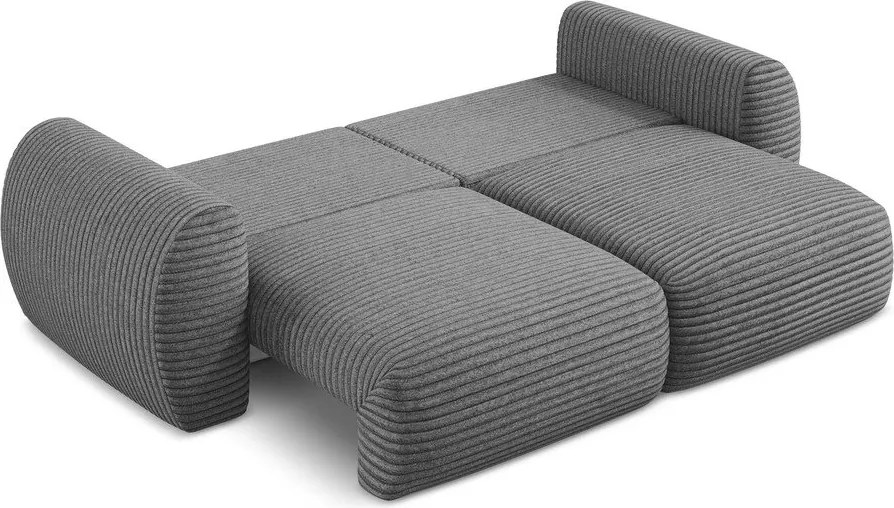 Divano grigio scuro allungabile/con contenitore con rivestimento in velluto a coste 266 cm Kini – Makamii