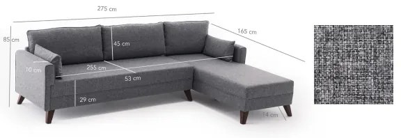 Divano angolare a L KORFU grigio destro